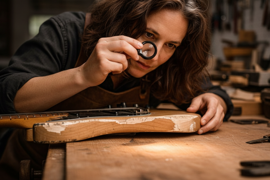 envelhecimento da madeira guitarra