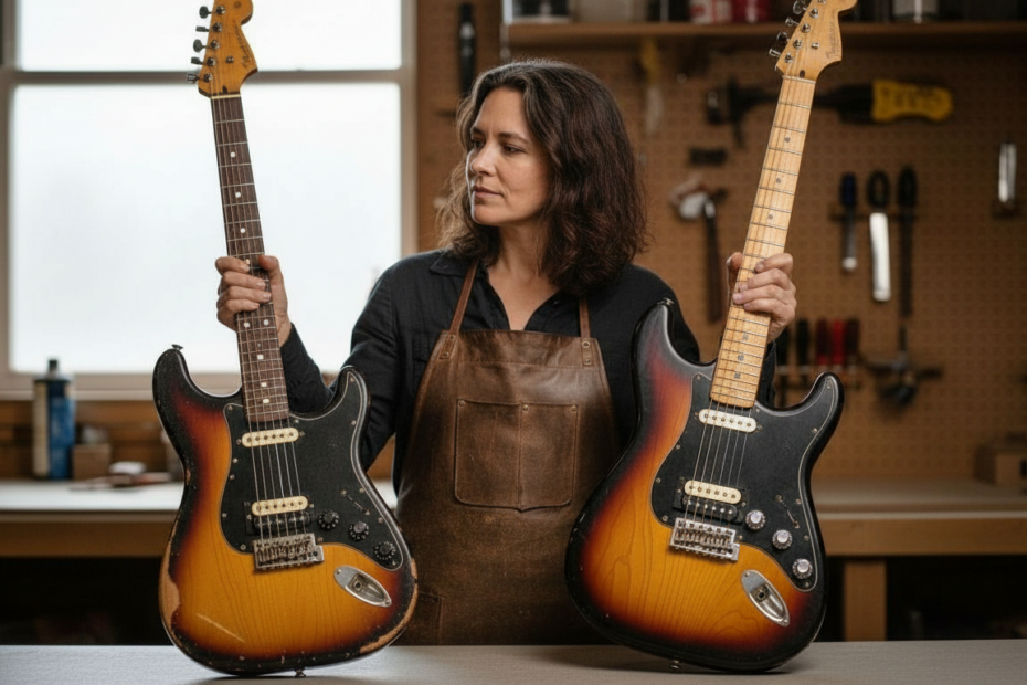 guitarras históricas feitas de madeira especial